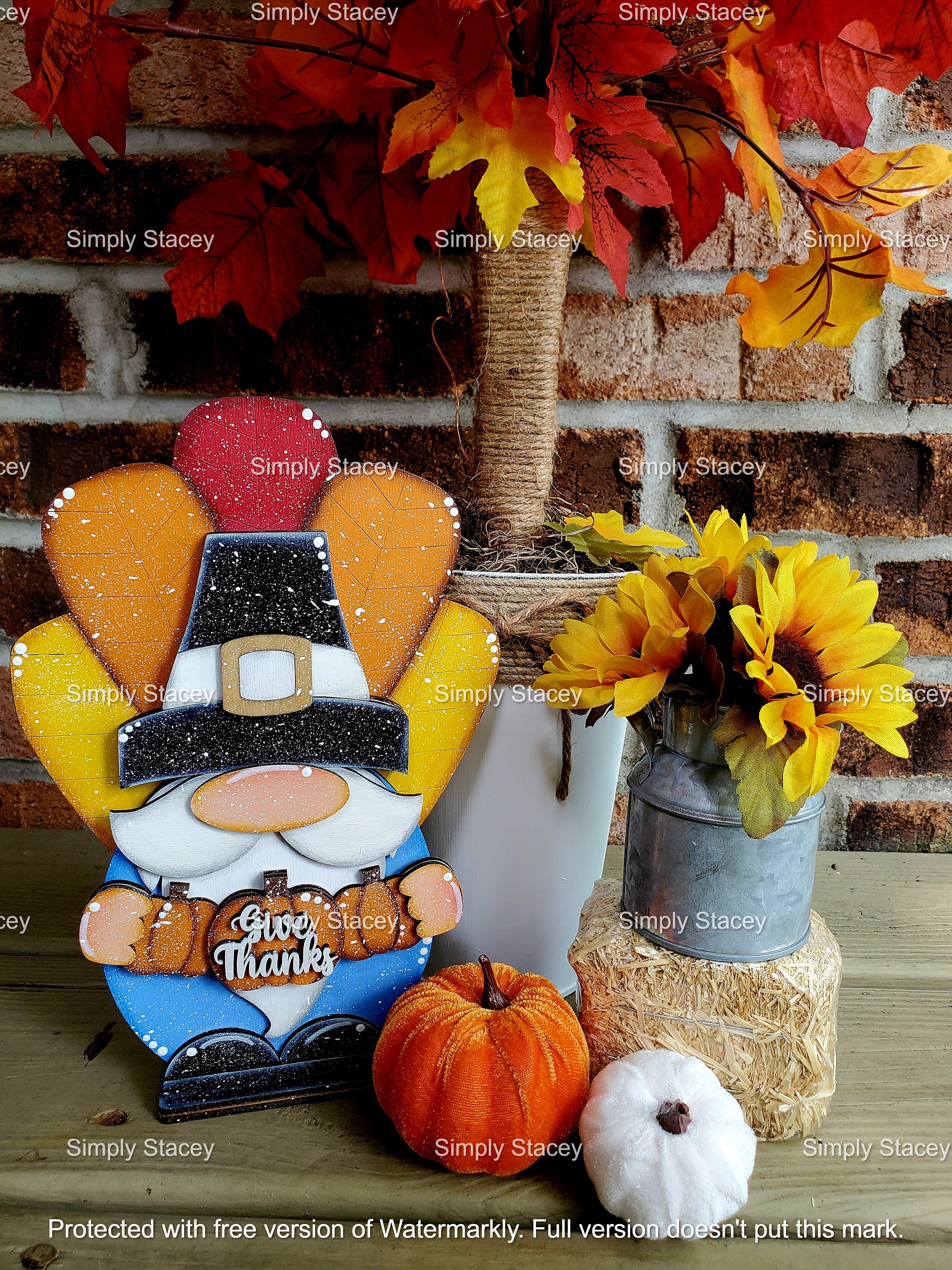 Thanksgiving Turkey Gnome Shelf Sitter, DIY Kit or Hand-painted, Turkey ...