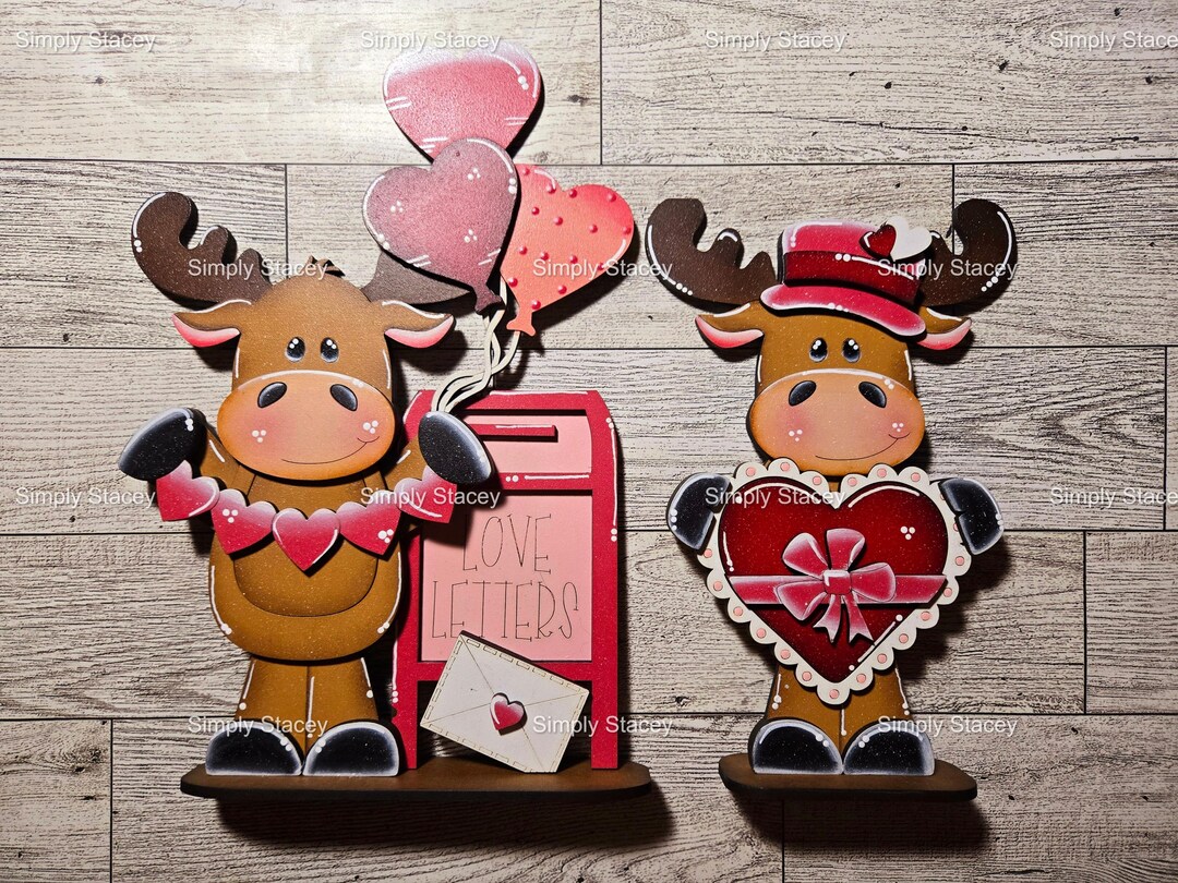 Moose Valentine Shelf Sitters: Hand-painted or DIY Kit - Etsy