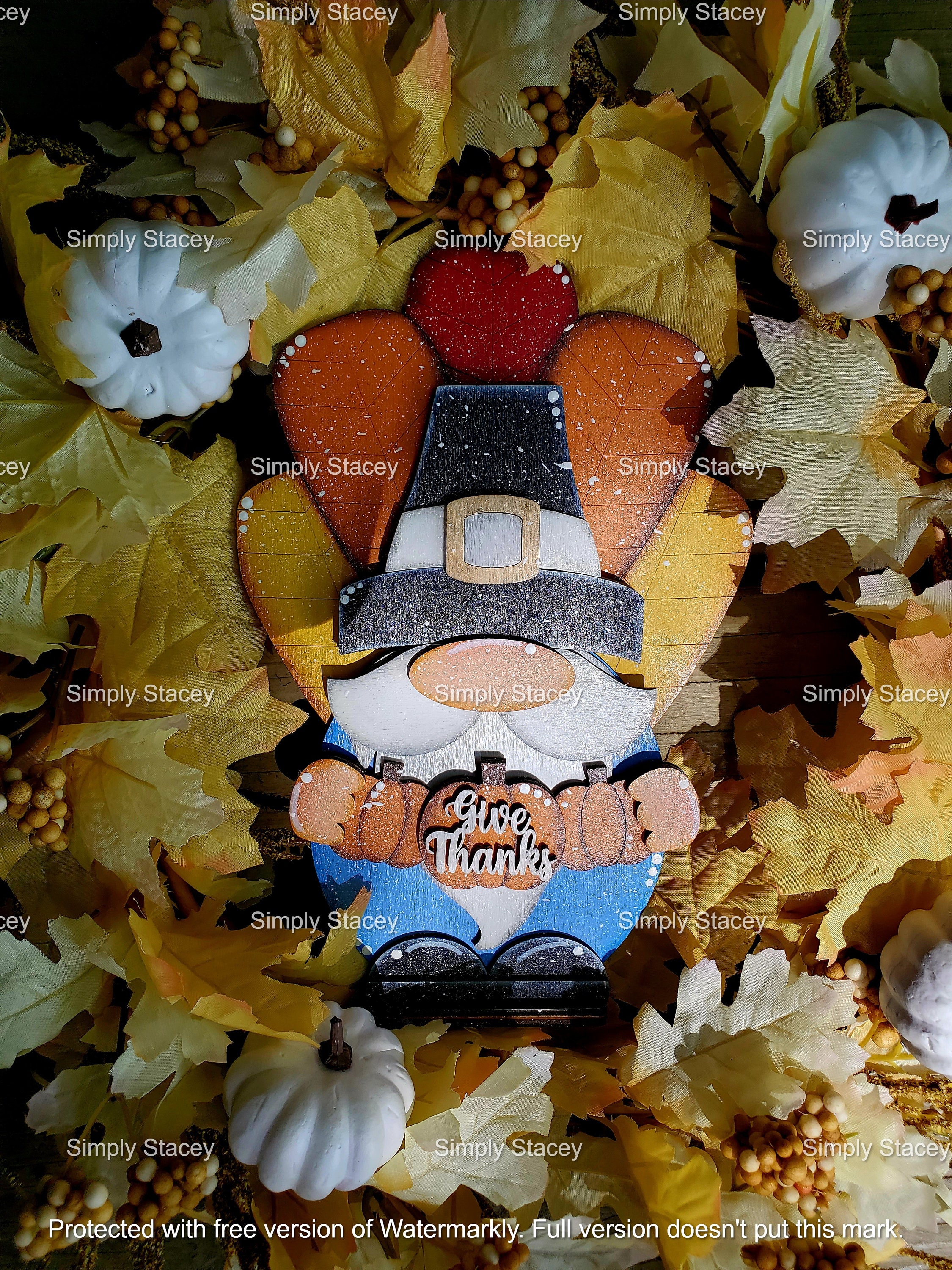 Thanksgiving Turkey Gnome Shelf Sitter, DIY Kit or Hand-painted, Turkey ...