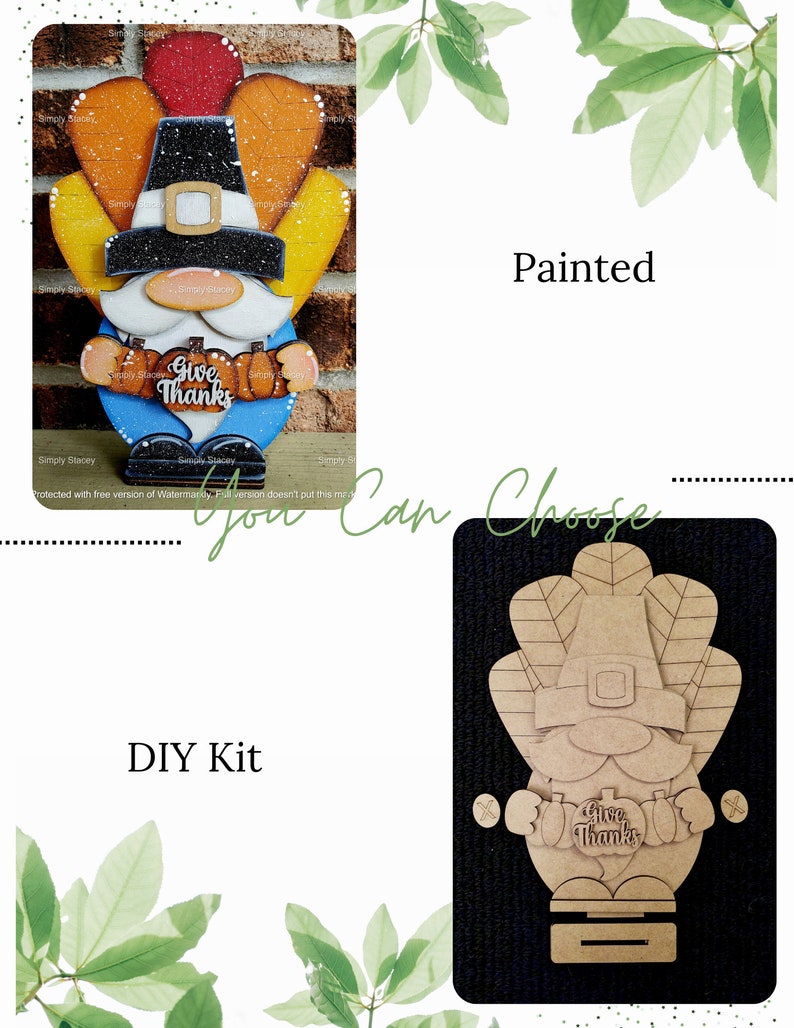 Thanksgiving Turkey Gnome Shelf Sitter, DIY Kit or Hand-painted, Turkey ...