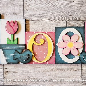 Bloom Word Block, DIY Kit, Hand-Painted, Spring Home Decor, Mantle Decor, Word Block Letters, Spring Table Decor, Flowers, Homemade Gift