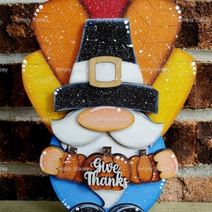 Thanksgiving Turkey Gnome Shelf Sitter, DIY Kit or Hand-painted, Turkey ...