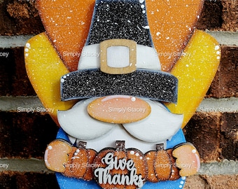 Thanksgiving Turkey Gnome Shelf Sitter, DIY Kit or Hand-Painted, Turkey Wood Gnome, Thanksgiving Shelf Sitter, Table Decor, Homemade Gift