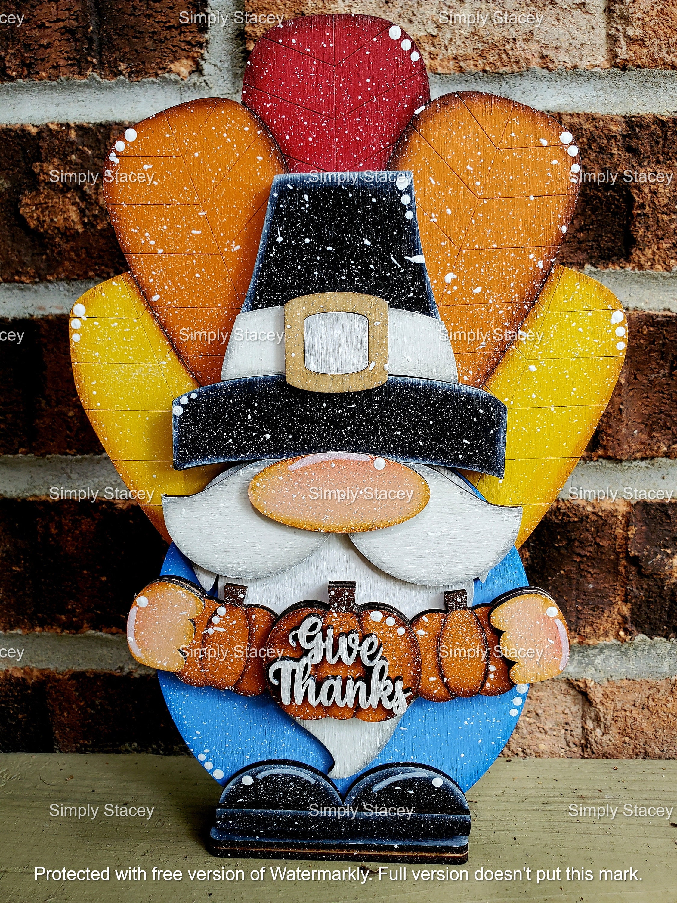 Thanksgiving Turkey Gnome Shelf Sitter, DIY Kit or Hand-painted, Turkey ...