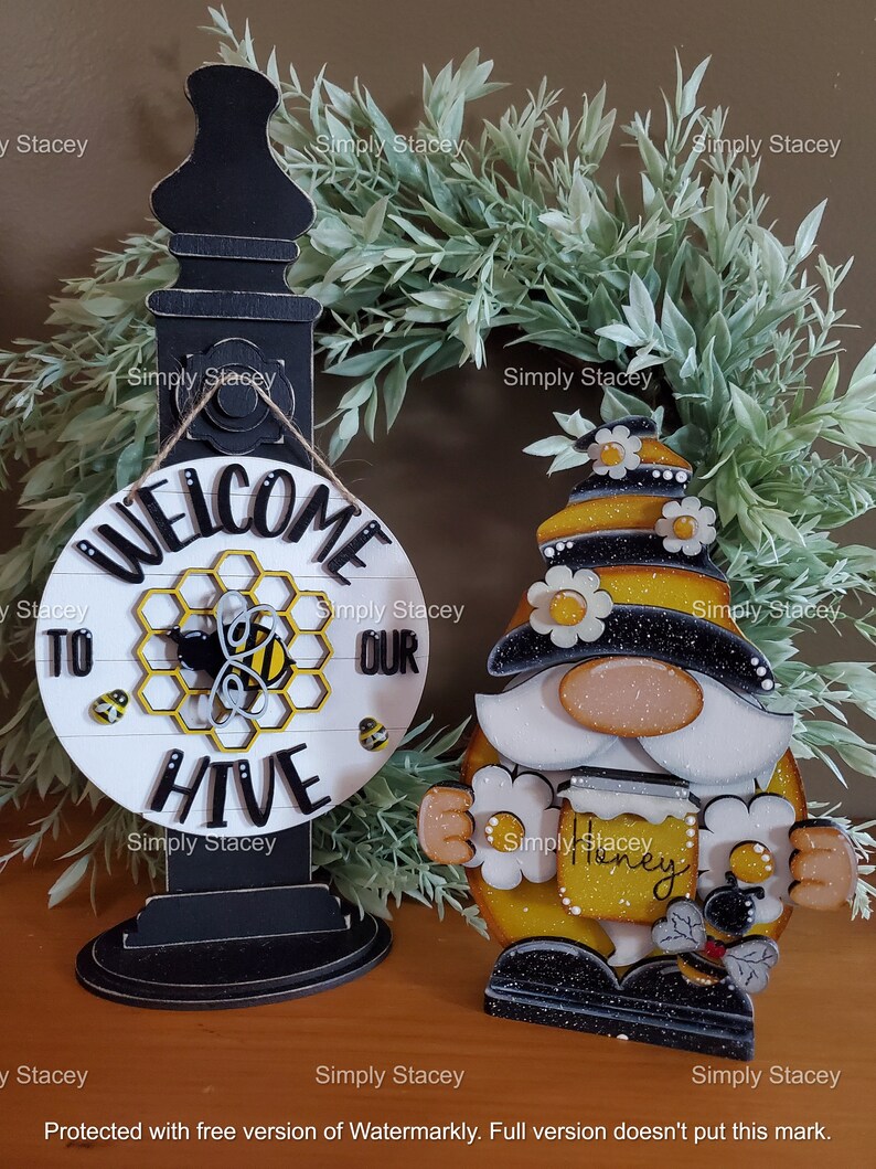 Bee Gnome Shelf Sitter, DIY Wood Kit or Hand-painted - Etsy