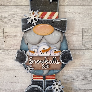 Large Snowman Gnome, DIY Wood  Kit or Hand-painted, Gnome Shelf Sitter, Tiered Tray Decor, Paint Party, Gnome DIY, Handmade Gift