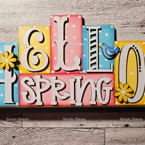 Hello Spring Mini Word Block: Hand-Painted or DIY Kit