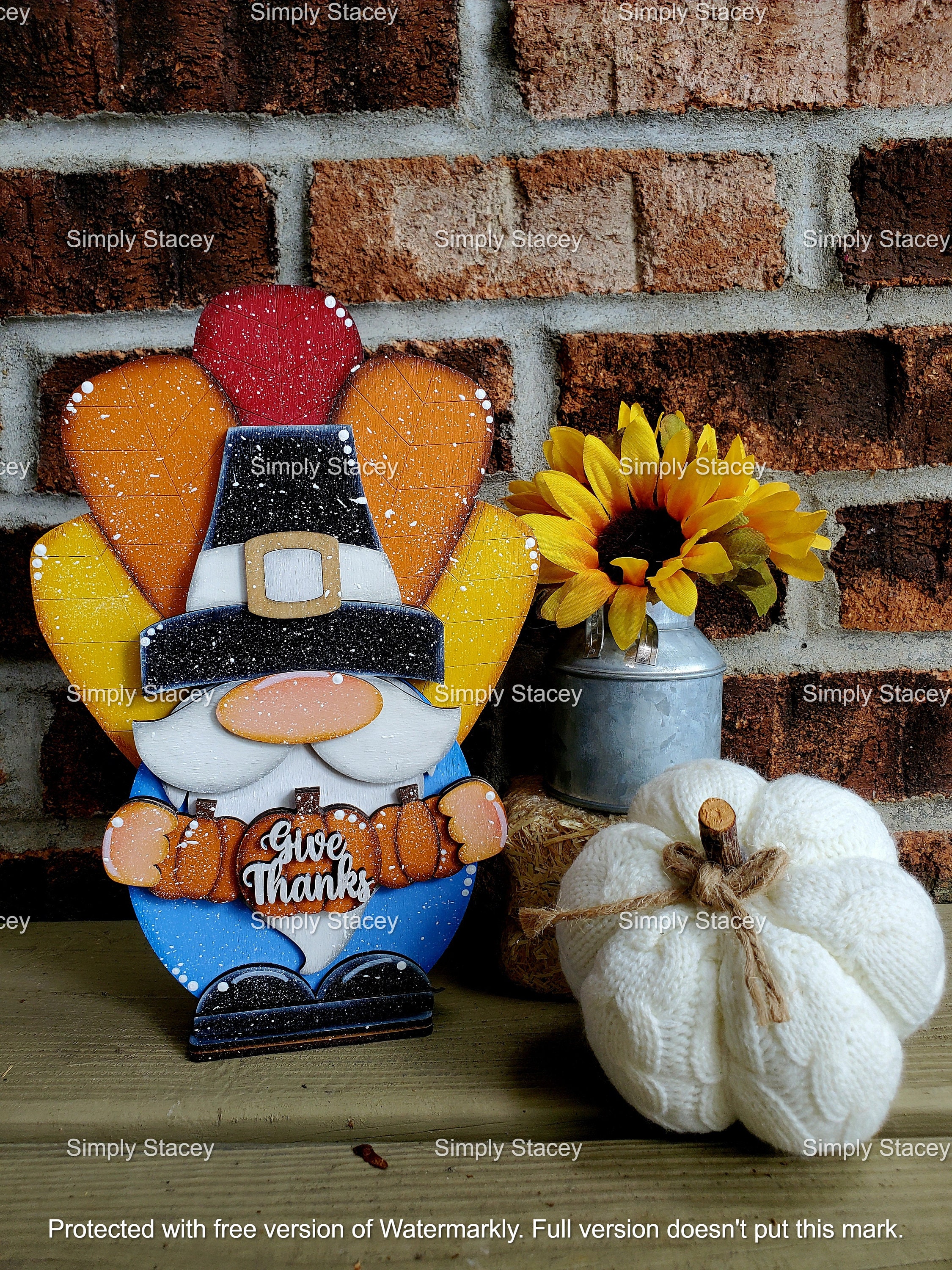 Thanksgiving Turkey Gnome Shelf Sitter, DIY Kit or Hand-painted, Turkey ...