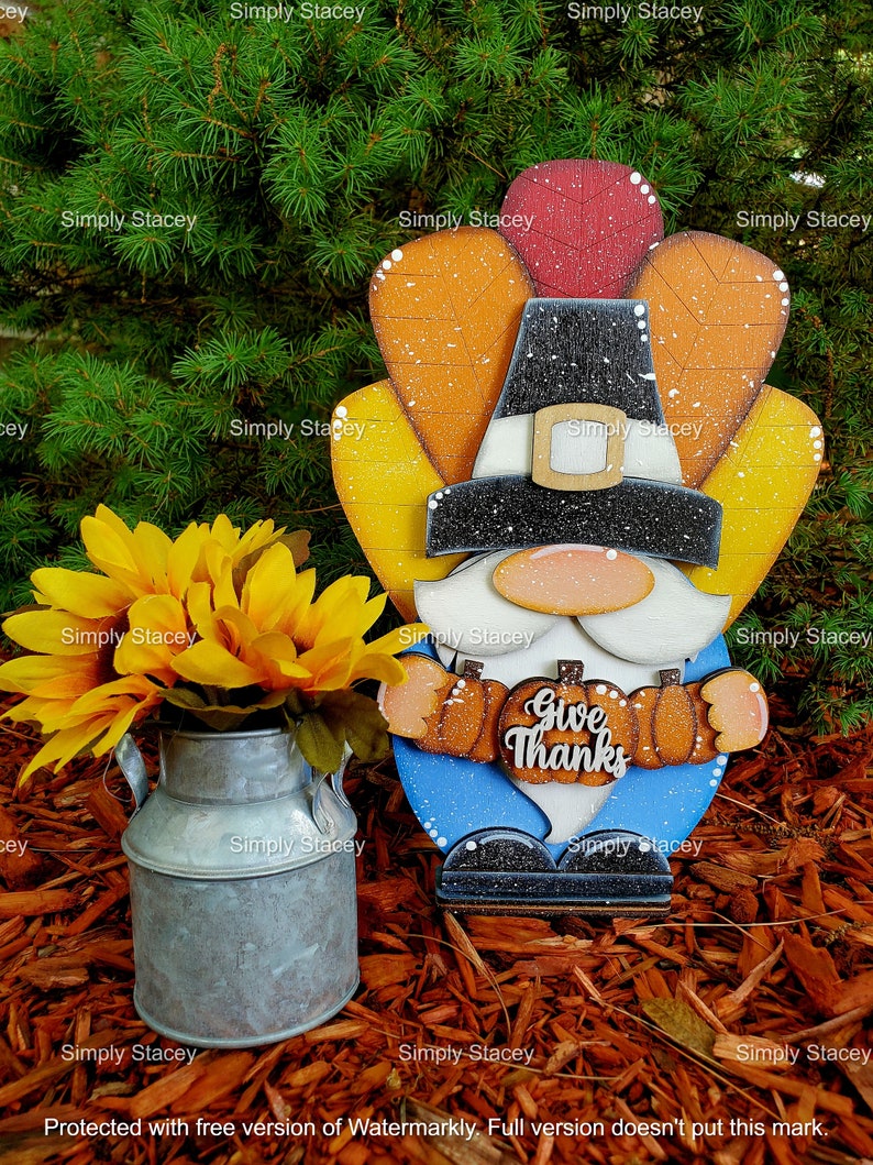 Thanksgiving Turkey Gnome Shelf Sitter, DIY Kit or Hand-painted, Turkey ...