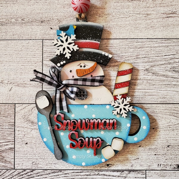 Snowman Soup Christmas Ornament, DIY Kit or Hand-Painted, Snowman Ornament, Ornament Gift Exchange, Secret Santa, Handmade Gift