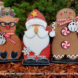 Santa, Nerdy Reindeer, Gingerbread Man, DIY Kit or Hand-Painted, Christmas Shelf Sitters, Christmas Decor, Wood DIY Kit, Homemade Gift