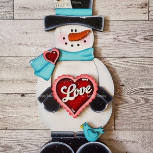 Snowman Love Shelf Sitter, DIY Wood  Kit or Hand-painted, Shelf Sitter, Valentine&#39;s Day Decor, Paint Party, Valentine&#39;s Day, Homemade Gift