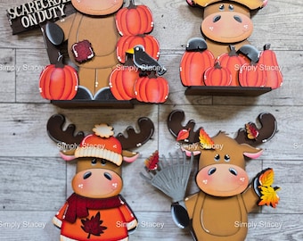 Hand-Made Fall Moose Shelf Sitter: Rustic Autumn Decor, DIY Kit or Hand-Painted.