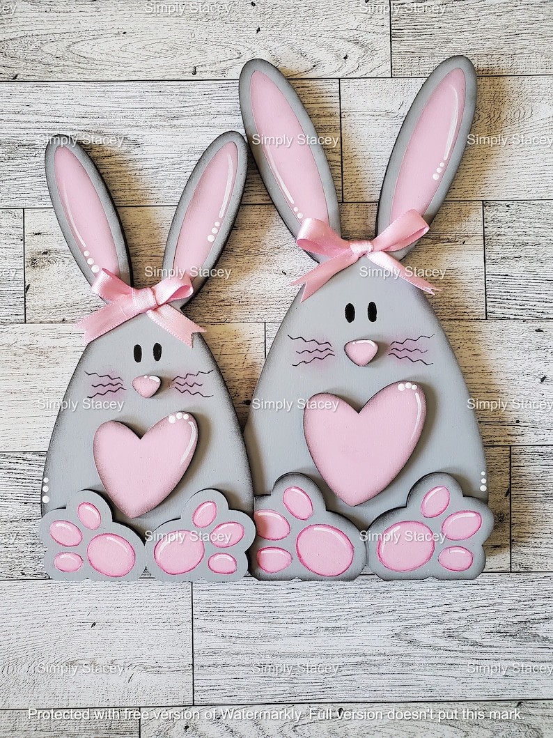 Double Bunny Easter Shelf Sitters DIY Kit or Hand-painted - Etsy