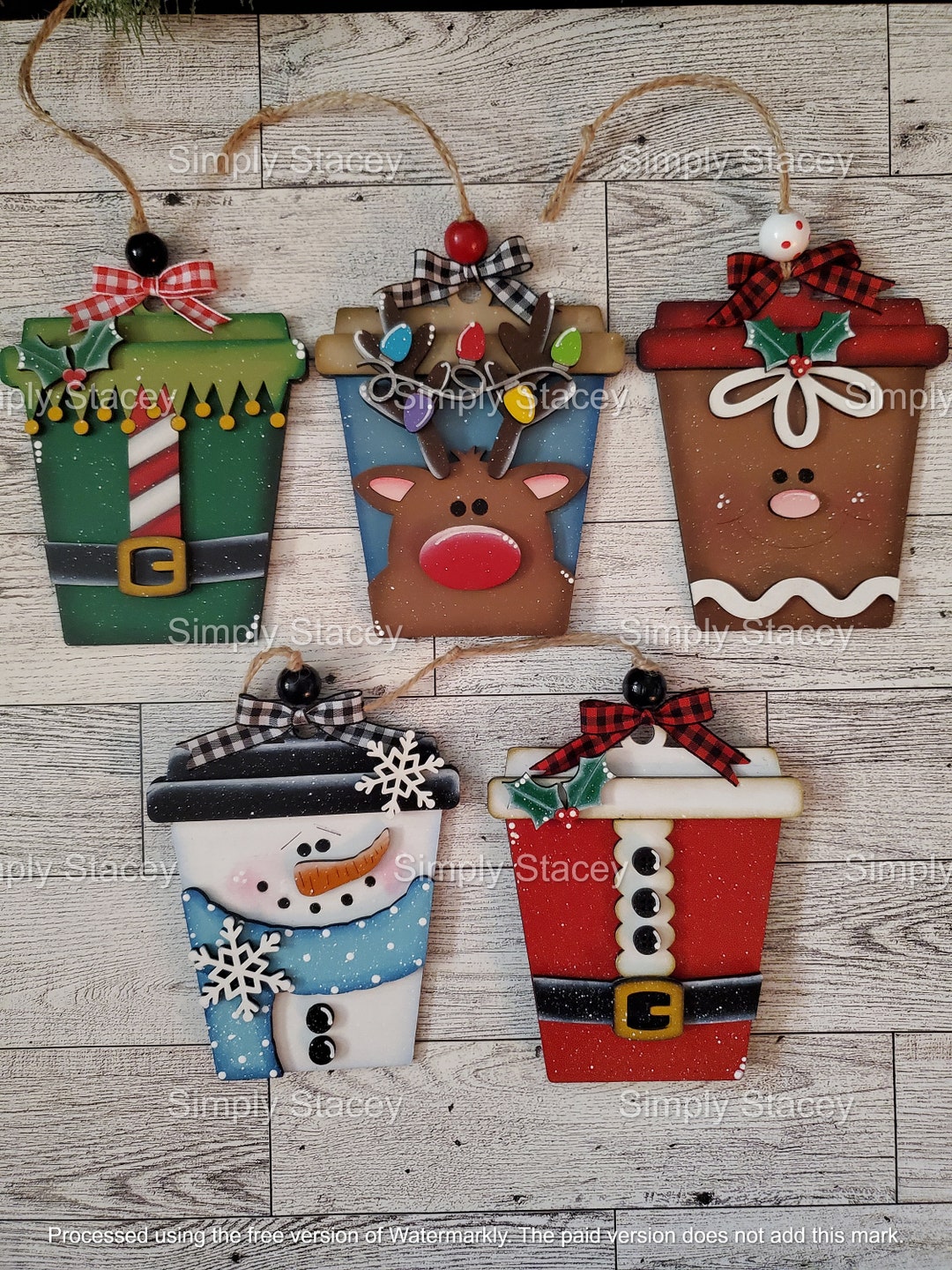 Latte Cup Ornaments/gift Card Holders, DIY Kit or Painted, Secret Santa ...