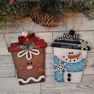 Latte Cup Ornaments/gift Card Holders, DIY Kit or Painted, Secret Santa ...