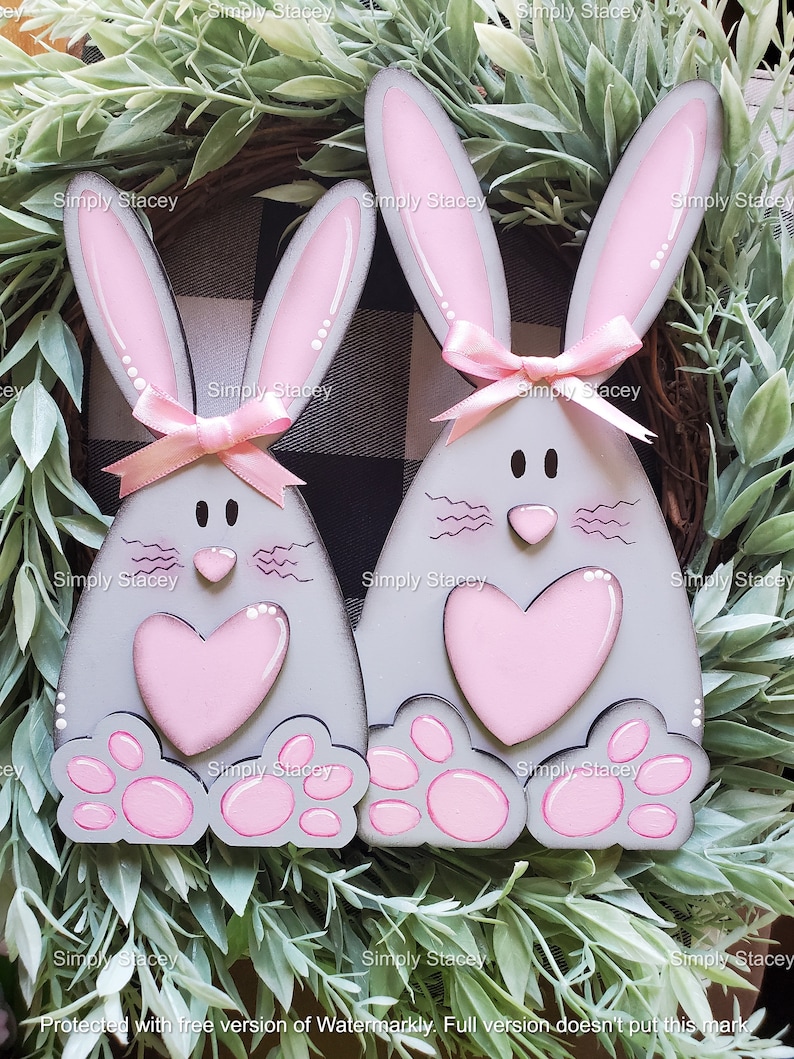 Double Bunny Easter Shelf Sitters DIY Kit or Hand-painted - Etsy