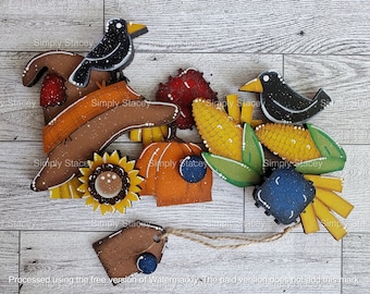 Scarecrow Interchangeable Basket Insert, Hand-Painted, Add-On for Interchangeable Basket, Fall Decor, Scarecrow Basket Decor, DIY Kit
