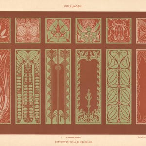 1900 Lithograph Plant Motifs Friezes Jan Bertus Heukelom Art Nouveau