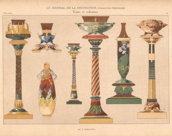 1910 Lot of 2 lithographs Architecture Art Deco Max Benirschke interior decoration