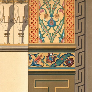 1890 Lithograph Wall decoration Interior design Art nouveau