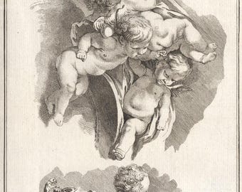 1775 Acquaforte Disegni di bambini Cherubini Angeli Putti Rococò