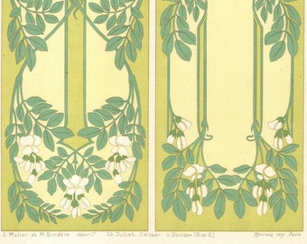 1900 Lithograph Art Nouveau Indian Acacia Interpretations Floral Decoration