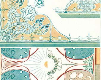 1901 Original plank Decoration patterns for ceiling Art Nouveau Orientalism