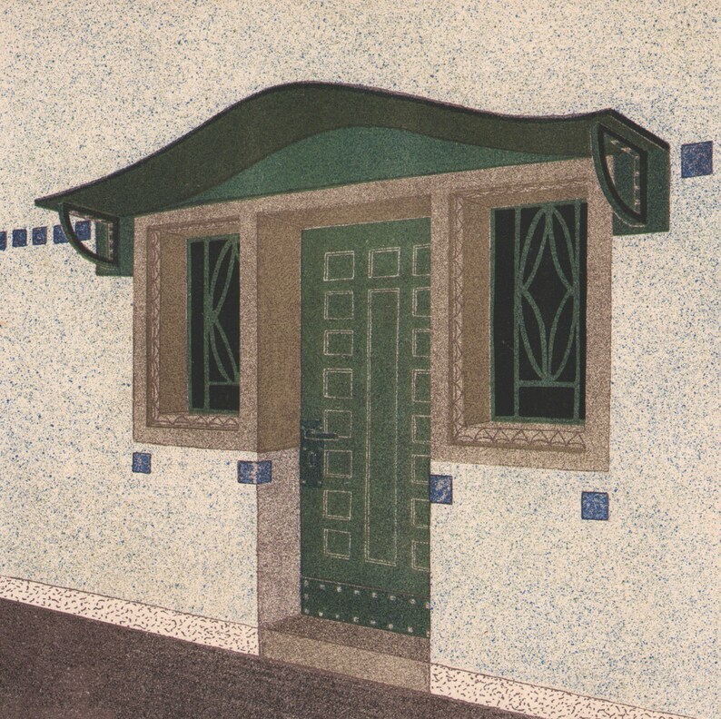 1910 Lot of 2 lithographs Architecture Art Deco Max Benirschke interior decoration