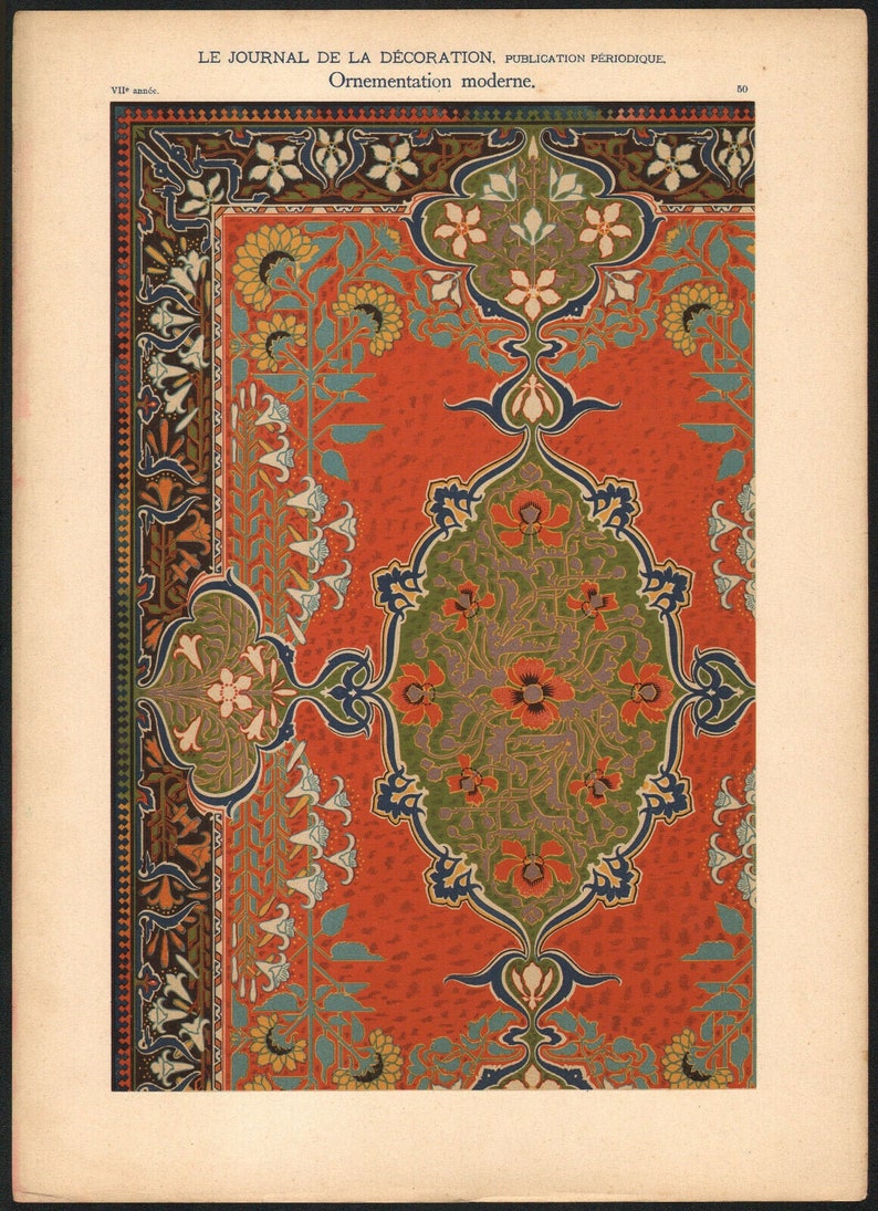 1900 Lithography Art Nouveau Modern Ornament