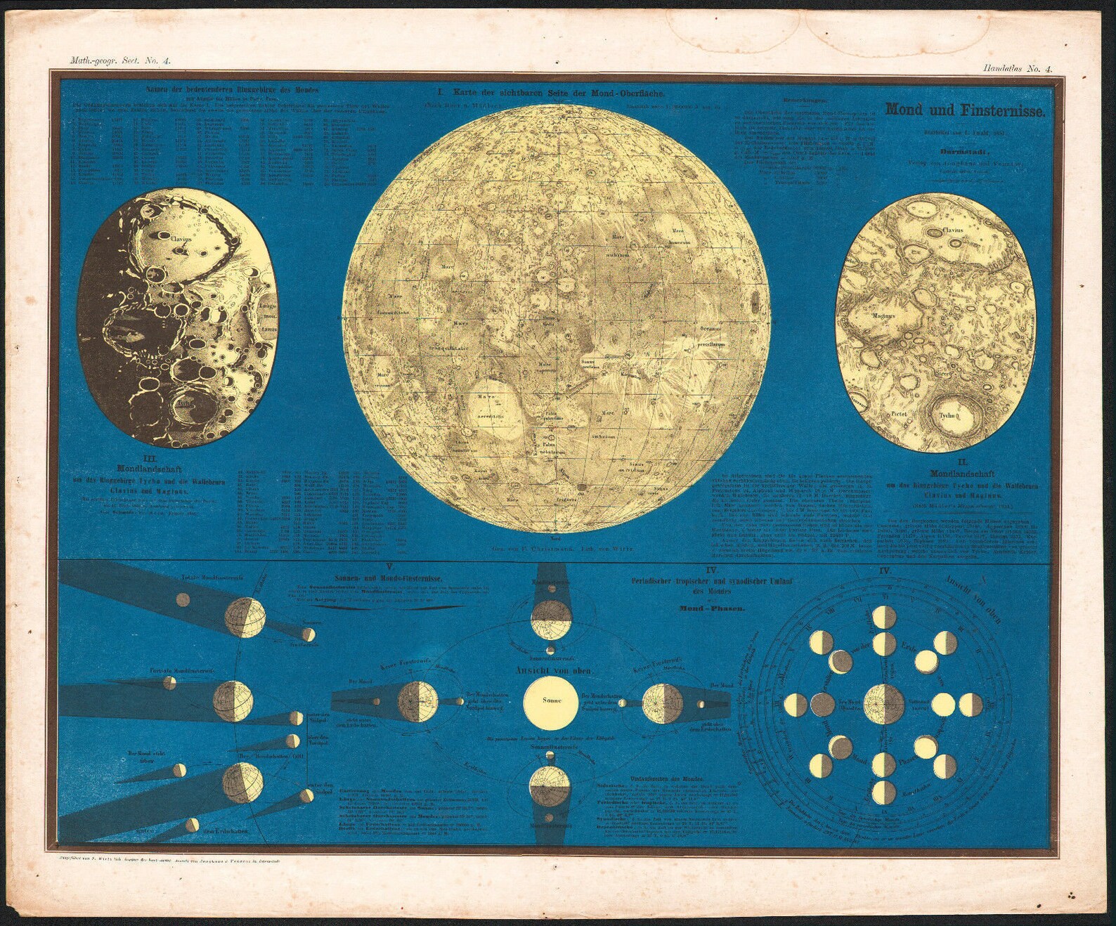 1858 Rare map lithograph the Moon and astronomy eclipses | Etsy