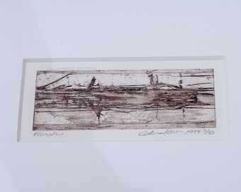 Intaglio print of Falmouth Docks, Black Frame, Cornwall, Abstract Expressionist Artwork, Etchings and Engravings