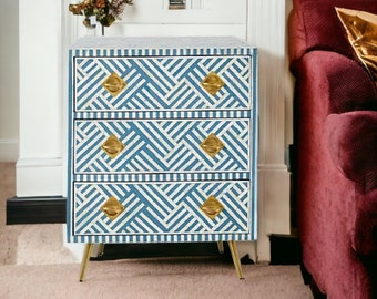 Bone Inlay Chest, Chest of 3 Drawers, Moroccan Style, Commode, Bone Inlay Furniture, Bone Inlay Dresser, Bone Inlay Commode, Bone Inlay Work