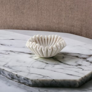 Marble Bowl Fruit Bowl Stone Bowl Decorative Bowl Decorative Trays Scallop Bowl Marble Ruffle Bowl Marble Floral Bowl Christmas Gift 6 inch