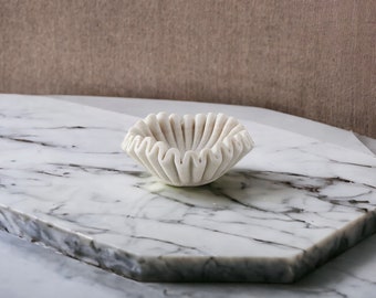 Marble Bowl Fruit Bowl Stone Bowl Decorative Bowl Decorative Trays Scallop Bowl Marble Ruffle Bowl Marble Floral Bowl Christmas Gift 6 inch
