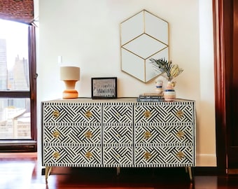 Bone Inlay Optical 9 Drawers Chest of Drawers Bone Inlay Drawers Dresser Bone Inlay Chest of Drawers Bone Inlay Furniture Storage MOP Inlay