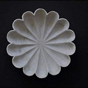 Handcrafted Marble Decorative Bowl Ripple Marble Bowl White Marble Flower Bowl Decorative Marble Scallop Bowl Ruffled Marble Bowl Ring Dish image 8