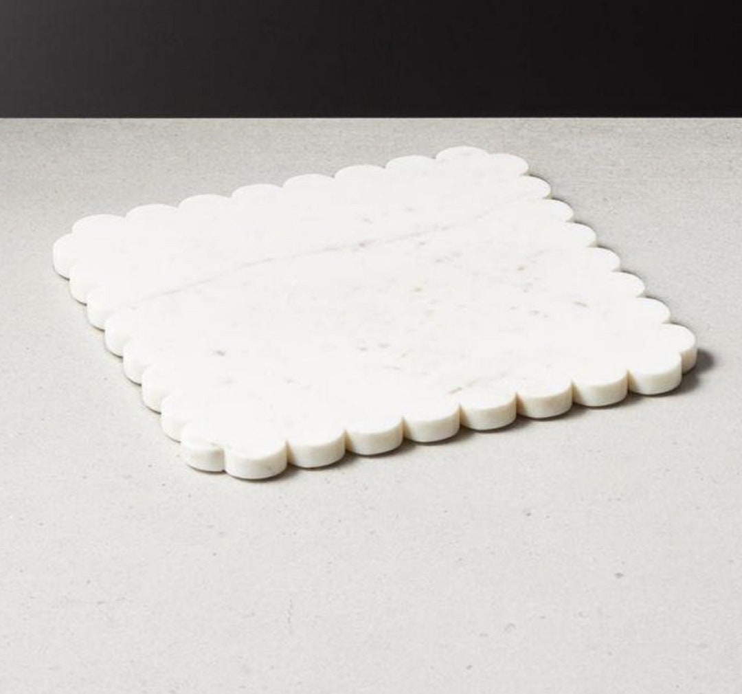 White Marble Scalloped Serving Board Marble Cheese Board Marble