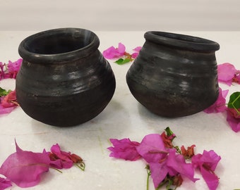 Unglazed Indian Clay Handi Earthen Pot Curd Pot Curry Biryani Dish Lead Free Yoghurt Handi Dahi Handi Handmade Ayurveda Clay Handi 0.5 ltr