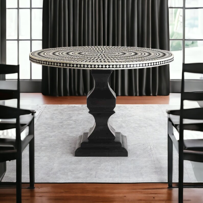 Table Inlay Bone Inlay Wooden Modern Dining Table, Handmade Bone Inlay Floral ...