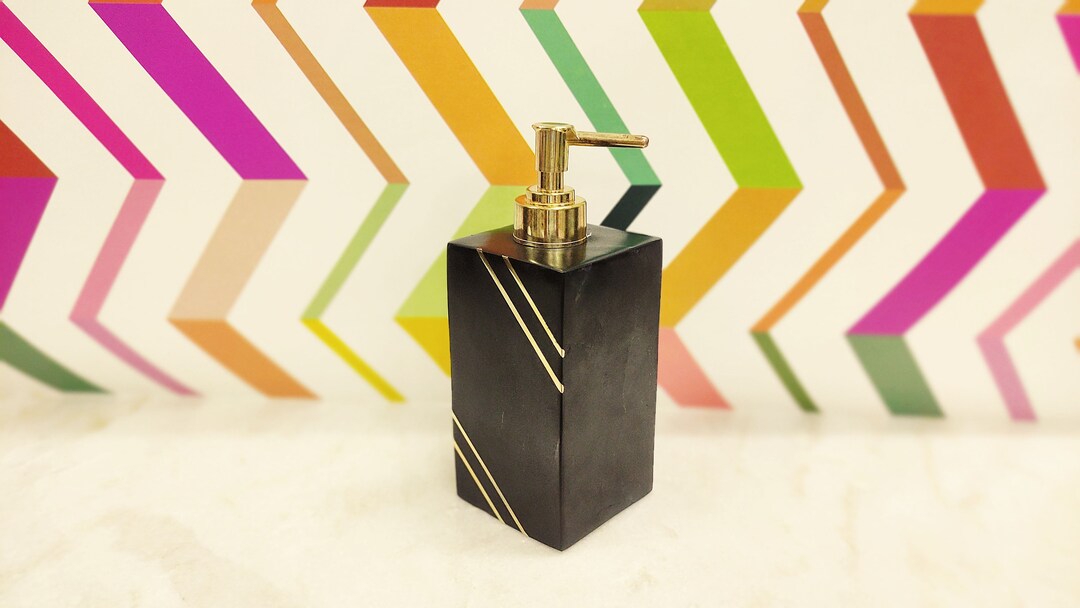 Black Marble Bathroom Accessories Set Marble Soap Dispenser Etsy