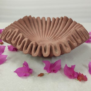Sandstone Bowl Fruit Bowl, Stone Bowl Decorative Bowl Decorative Trays Stone Fruit Bowl Stone Ruffle Bowl Stone Floral Bowl Home Decor Gifts