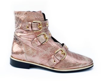 Rose Gold Biker Boot SECOND All sizes