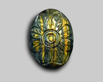 Blue Tiger Eye Mughal Carving Cabochon (CFS325)