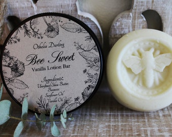 Vanilla - Lotion Bar - Honey Bee - Vanilla Lotion - Shea butter - Vanilla Lotion Bar