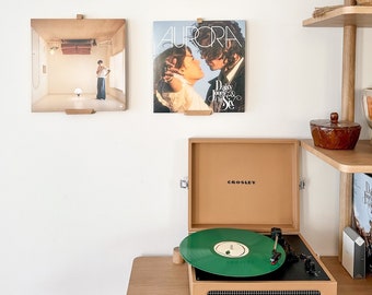 Support mural pour disque vinyle en bois. Support mural écologique en bois de récupération. Cadeau parfait pour les accros du vinyle et les amateurs de disques