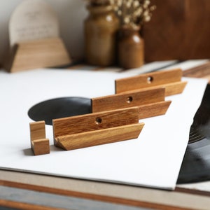 Limited Edition Iroko Wood Vinyl Record Shelf. Eco friendly, Reclaimed Wood Wall Mount Display. Ideal Gift for Vinyl Junkies & Record lovers