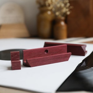 Deluxe Rare Purpleheart Oak Wooden Vinyl Record Shelf. Eco friendly, Reclaimed Wood Wall Mount Display. The Perfect Gift for Vinyl Lovers