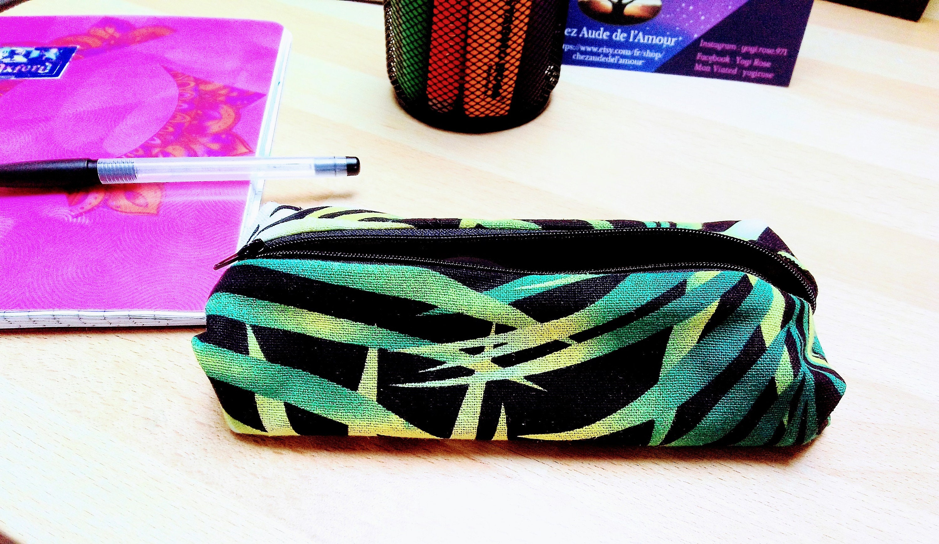 Trousse à Crayon en Coton Trousse Écolier Artisanale d'école Fait Main Made in France.