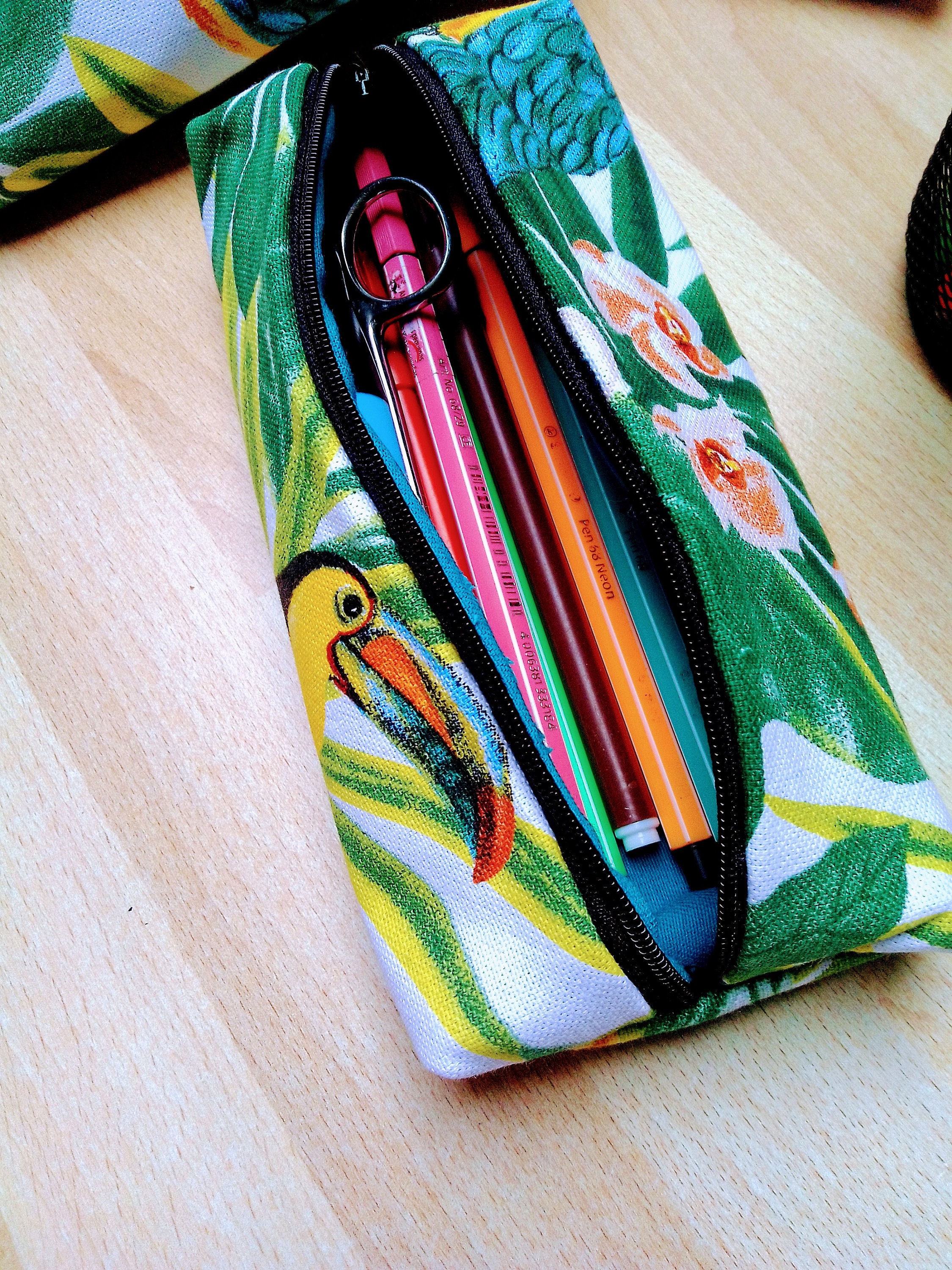Trousse à Crayon en Coton Trousse Écolier Artisanale d'école Fait Main Made in France.